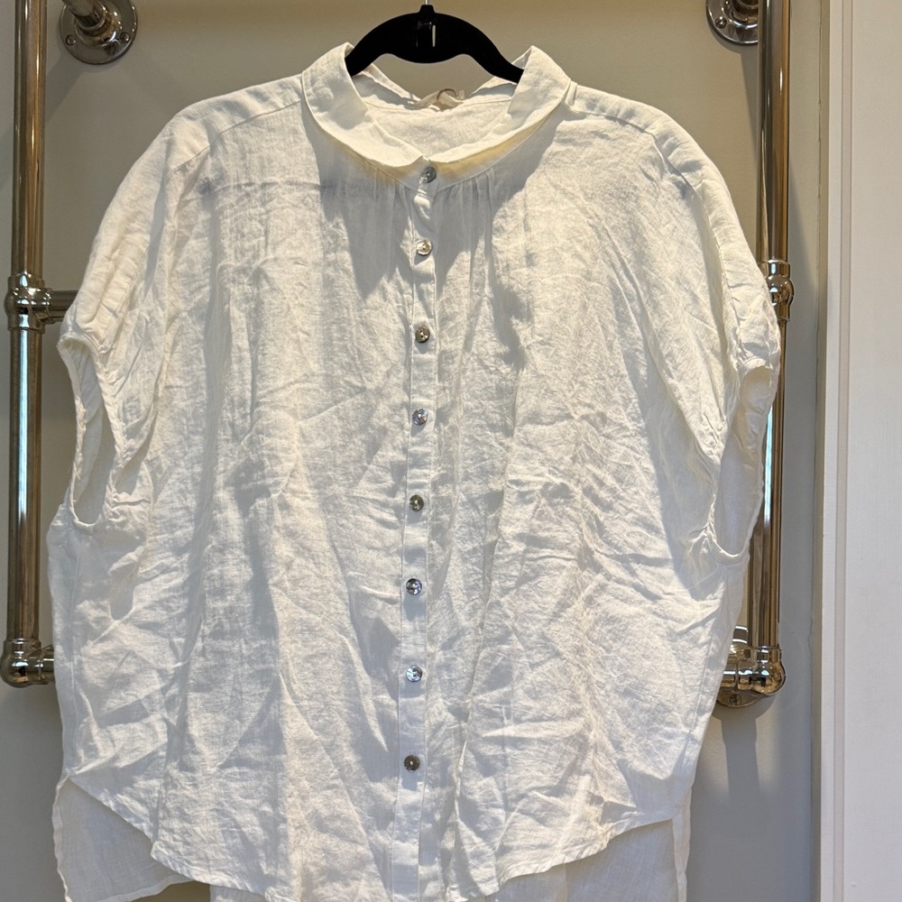 Crae Cove White Linen Button-Up Shirt